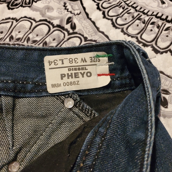 MEN'S JEANS DIESEL PHEYO W 38" L34" MADE IN ITALY WASH 0088Z - Picture 3 of 7